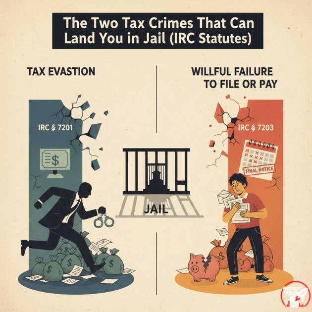 How long can you not file taxes before going to jail?