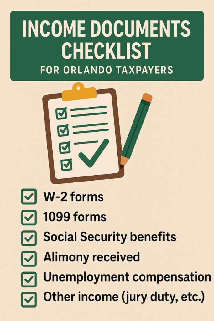 Income Documents Checklist for Orlando Taxpayers